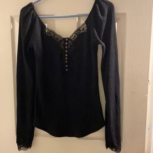 Free People Lace details black top